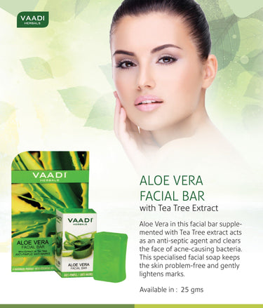Vaadi Herbals Aloe Vera Facial Bar with Extract of Tea Tree, 25g